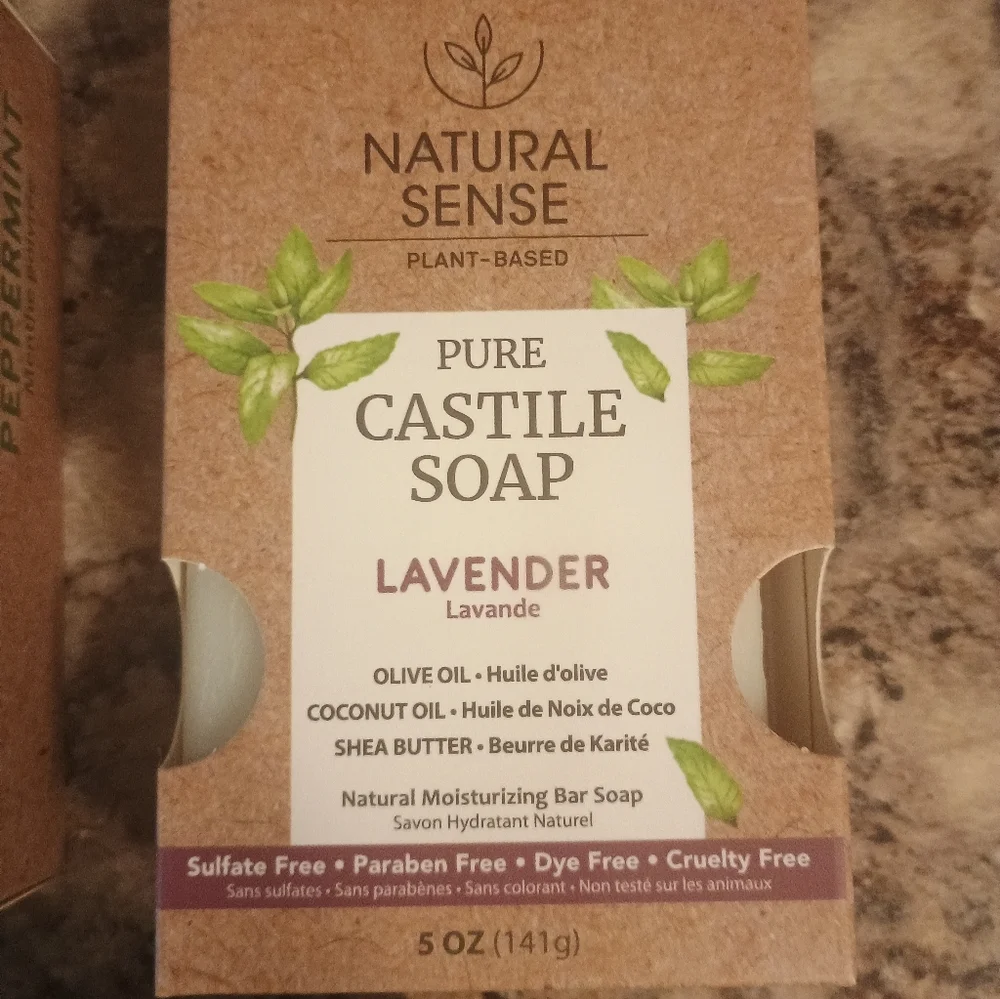 Natural castile soap bundle of three peppermint lavender almond. Sulfate-free 3